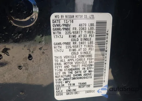 2017 Nissan Rogue S from USA, damaged, VIN JN8AT2MVXHW264319